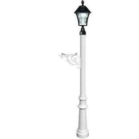 Lewiston Post System with Fluted Base & Bayview Solar Lamp, White LPST-800-SL-WHT